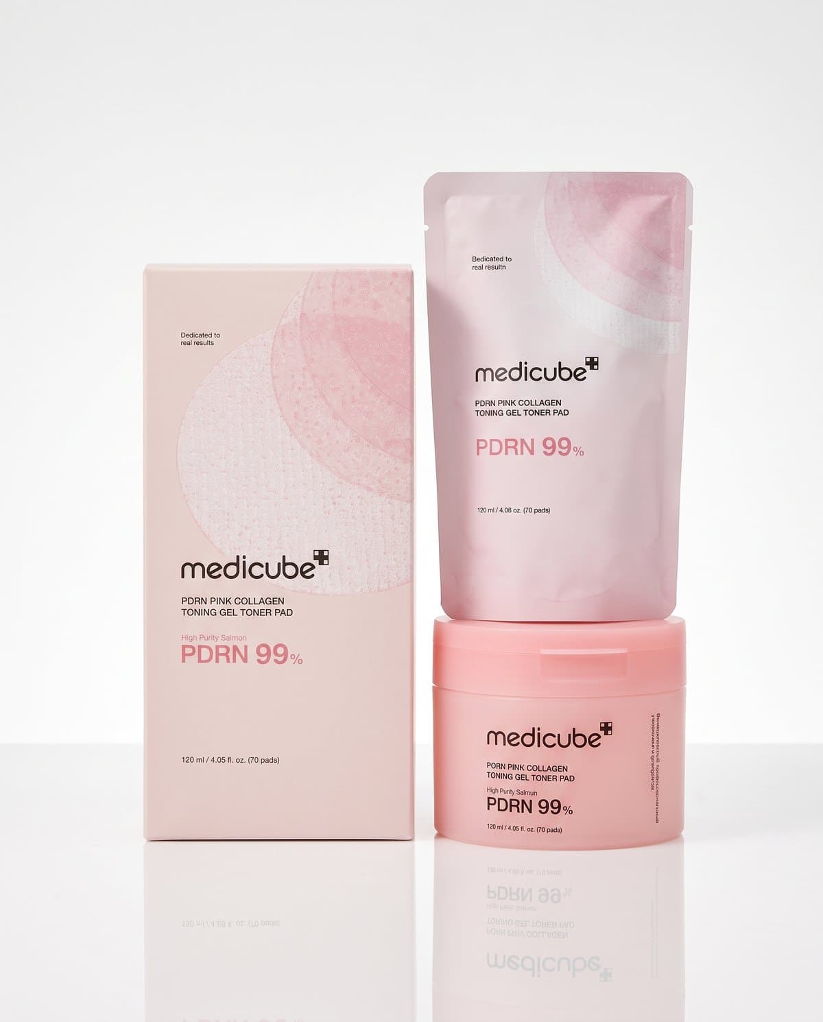 Medicube PDRN Pink Collagen Toning Gel Toner Pad, ультратонкие гелевые тонер-пэды с ПДРН и коллагеном, 70шт