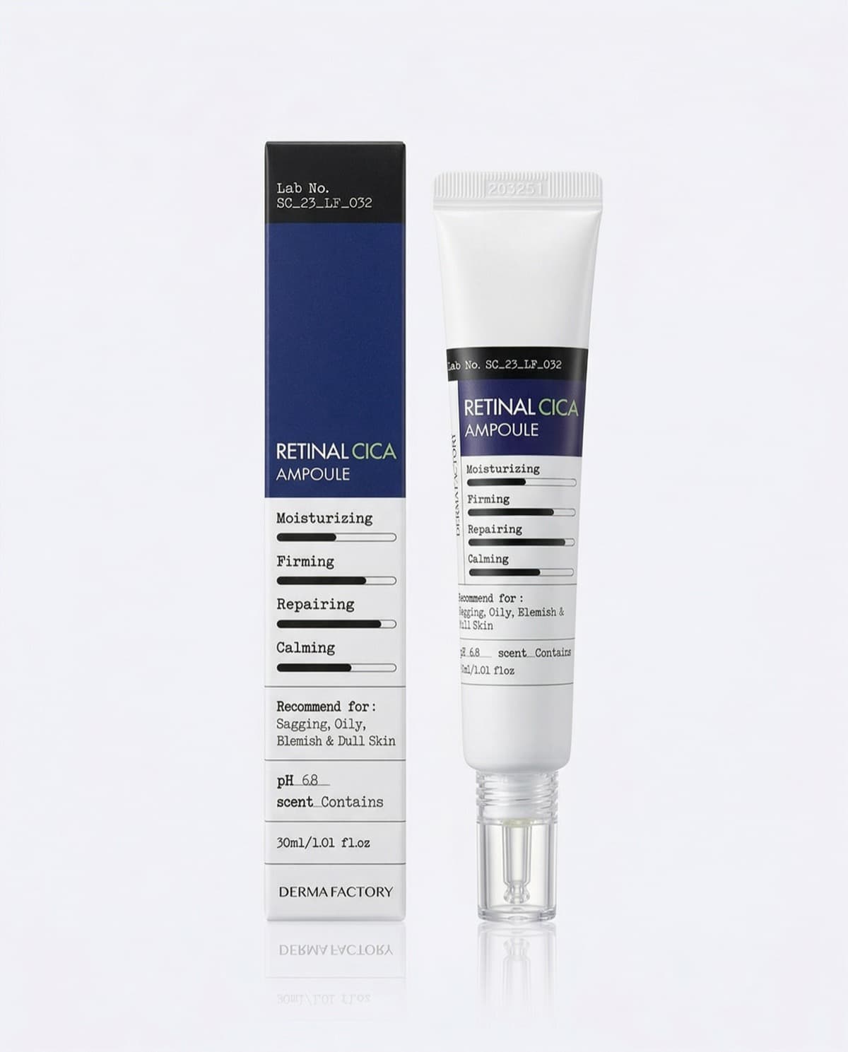 Derma Factory Retinal Cica Ampoule, восстанавливающая ампула с ретиналем и цикой, 30мл
