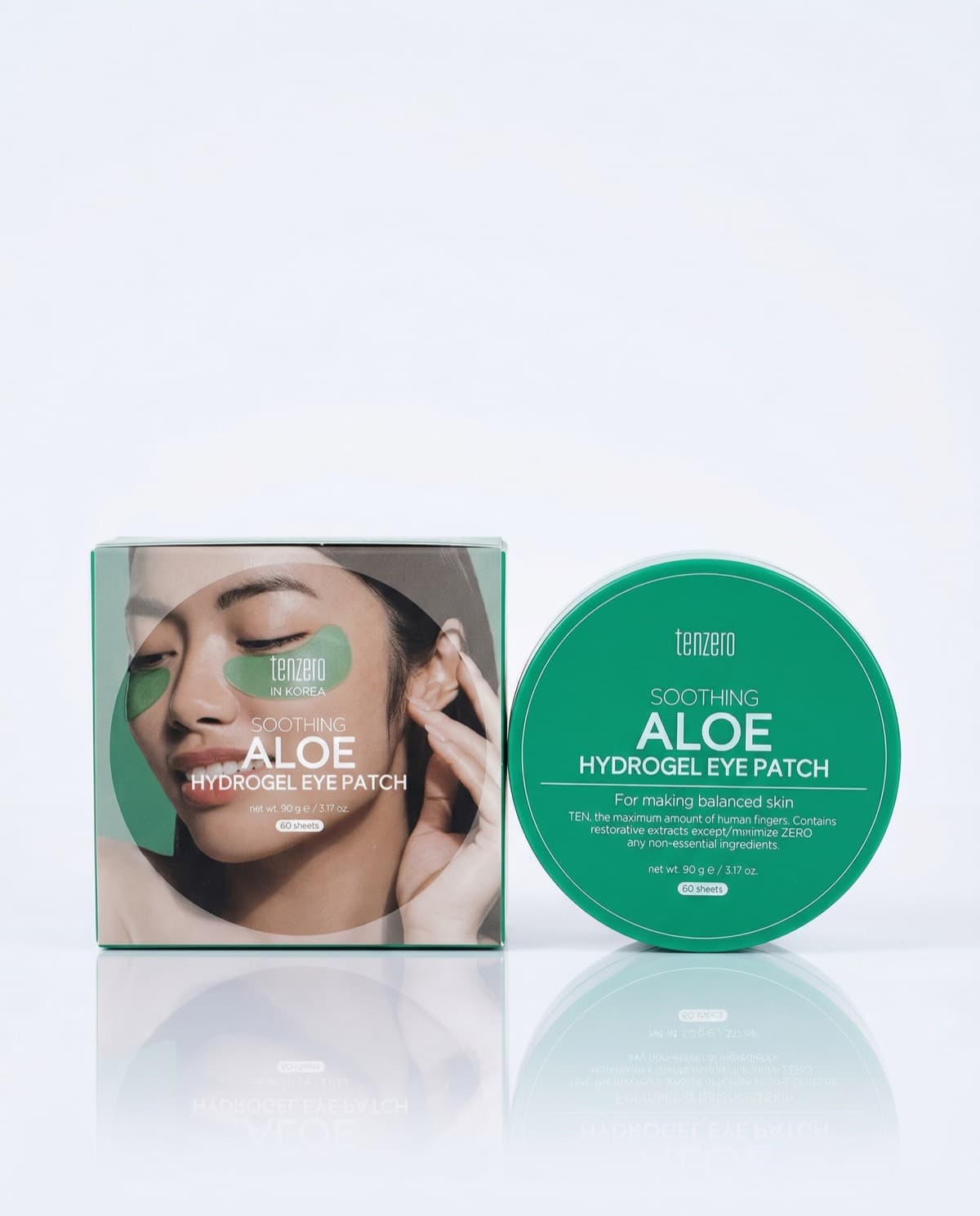 Tenzero Soothing Aloe Hydrogel Eye Patch, гидрогелевые патчи с алоэ вера, 90г / 60шт