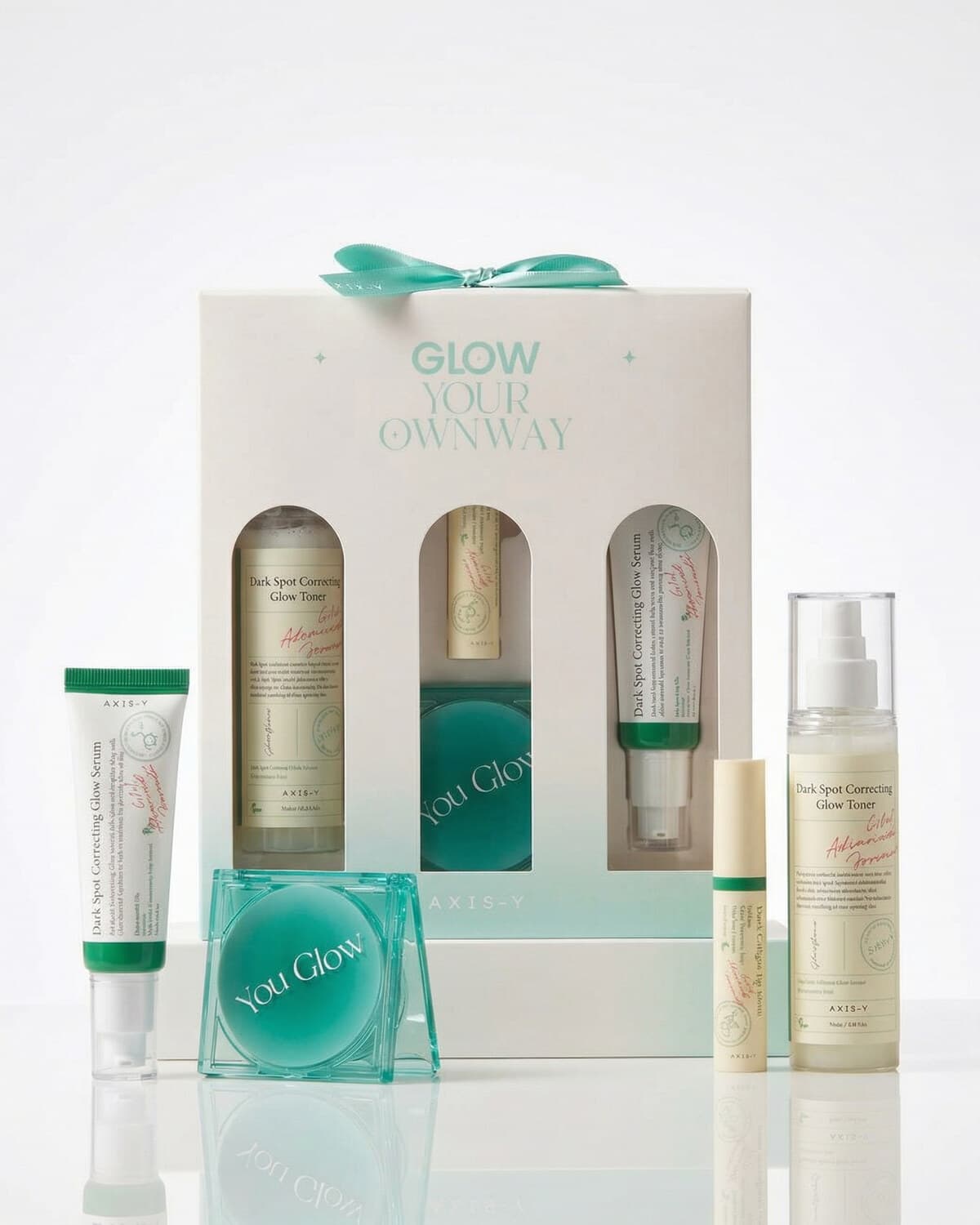 AXIS-Y Dark Spot Correcting Glow Set, лимитированный набор из 3-х средств + зеркало