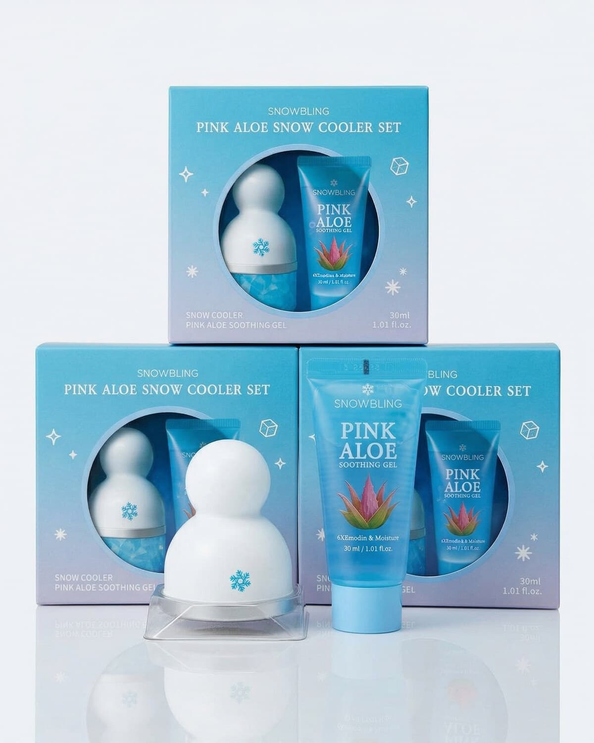 Snowbling Pink Aloe Soothing Gel Set, многофункциональный гель с розовым алоэ