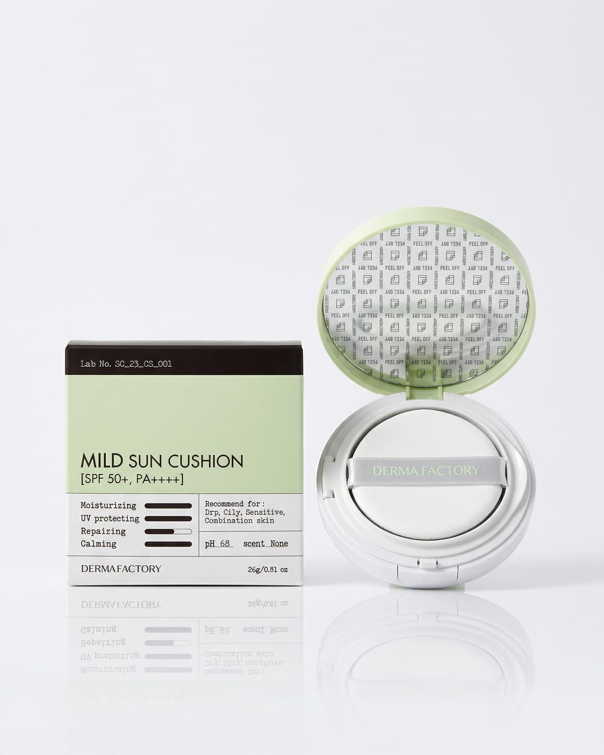 Derma Factory Inorganic Mild Sun Cushion SPF50+ PA++++, неорганический солнцезащитный кушон, 28г