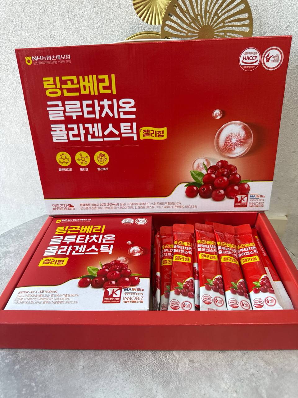 Коллагеновые стики-желе со вкусом брусники «Health Lingonberry Glutathione Collagen Stick Jelly 30шт